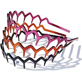 3PCS Zig Zag Headbands for Women Non Slip, ZigZag Headband with Teeth | Amber Violet Black, Classic 90s Headbands for Women Men, Plastic Hair Accessories or Everyday Styling & Workout