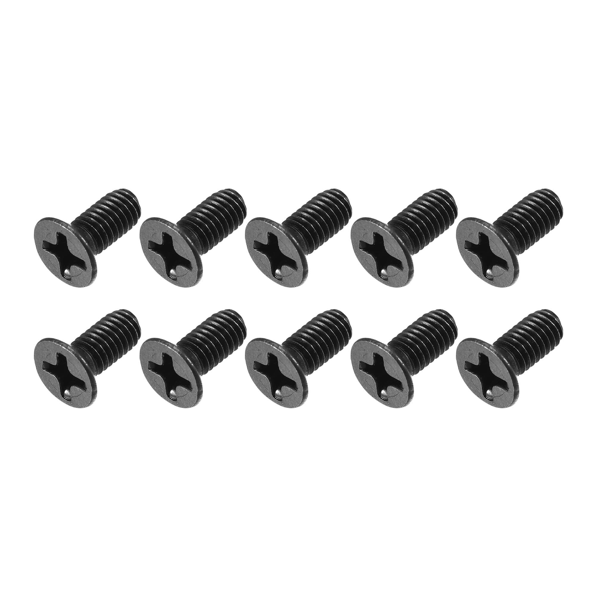 METALLIXITY Phillips Flat Head Screws (M3.5 x 8mm) 150Pcs, Carbon Steel Machine Screws - for Glasses Watch and Other Small Electronics, Black