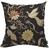 HOSNYE Flowers and Birds Throw Pillow Cushion CoversArt Nouveau Style Vintage Old Retro Style Decorative Square Accent Pillow Case 18 x18 inch
