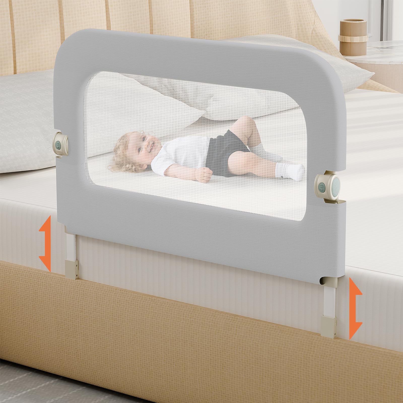 Photo 1 of omzer Bed Guard Rail for Toddlers - 32inch Folding up & Adjustable Heights Baby Bed Safety Rails - Portable Toddler Bed Barrier Railing Guard for Kids Twin, Bunk, Queen, Full Size Bed