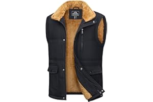 MAGCOMSEN Mens Winter Vests Outerwear Fleece Lined Puffer Vest Warm Casual Quilted Vest Bubble Sherpa Vest Jacket