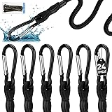 6 Piece Carabiner Bungee Cords with Hooks, 24 Inch