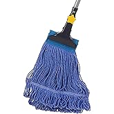 Yocada Looped-End String Wet Mop Heavy Duty Cotton Mop 55.1 inch | Commercial Industrial Grade Telescopic Iron Pole Jaw Clamp Floor Cleaning