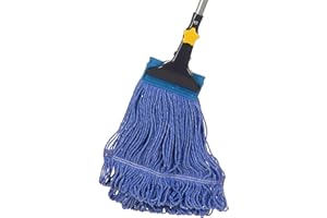 Yocada Looped-End String Wet Mop Heavy Duty Cotton Mop Commercial Industrial Grade Telescopic Iron Pole Jaw Clamp Floor Cleaning 55.1 inch