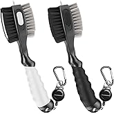 THIODOON 2 Pack Golf Club Brushes and Groove Cleaner 2 ft Retractable Zipline Carabiner Golf Brush Head with Retractable Spike Comfortable Grip Golf Club Cleaner