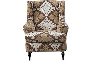 NILUOH Wing Chair Slipcovers 2 Pieces Stretch Spandex Wingback Chair Covers Sofa Slipcover Printing Wingback Armchair Slipcovers Furniture Protector Couch Soft with Elastic Bottom for Wingback Chairs,13