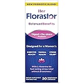 Florastor Probiotics for Women, Digest and De-Stress, Probiotics for Digestive Health, Vaginal Probiotic, and L-Theanine for Mind and Body Wellness, 30 Capsules
