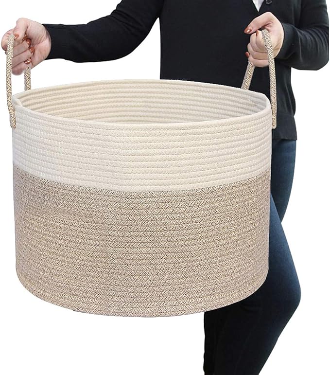 HanShoo Extra Large Cotton Rope Laundry Basket 19.7X 13.8