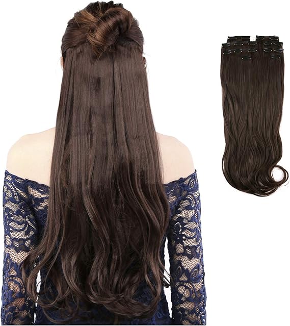 Amazon Co Jp Paruaks 襟足ウィッグ ワンタッチ クリップ カールロング エクステ 自由に組み合わせ ハーフウィッグ 耐熱 7枚セット 50cm つけ毛 ビューティー