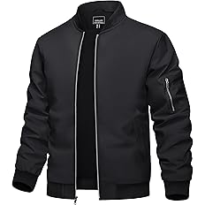 TACVASEN Men's Bomber Jacket Lightweight Casual Spring Fall Windbreaker Zip Up Coat with Pocket