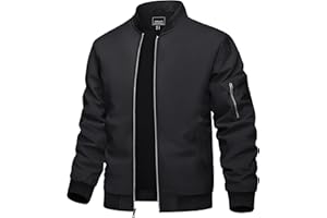 TACVASEN Men's Bomber Jacket Lightweight Casual Spring Fall Windbreaker Zip Up Coat with Pocket