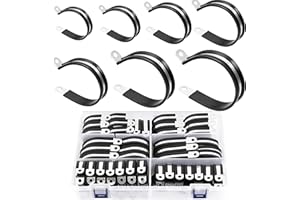 LAZIRO 56PCS Large Cable Clamps Assortment Kit,304Stainless Steel Rubber Coated Cushioned Insulated Cable Clamps,Automotive Wire Clamps, Loop Pipe Clamps in 7 Sizes—3/4" 7/8" 1" 1-1/4" 1-1/2" 1-3/4" 2"