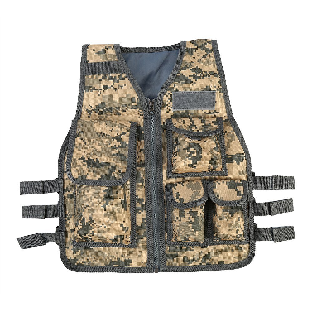 Dilwe Tactical Vest, Nylon Kids Molle Training Vest with Multiple Pouches for Children Playing Game CS Field Combat Security Guard Waistcoat