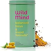 Wild Mind Mental Clarity Balanced Focus & Mood Support Supplement for Mental Wellness– 4-Ingredient Nootropic Brain Support for Calm & Energy – Vegan, 90 Capsules, 30-Day Supply