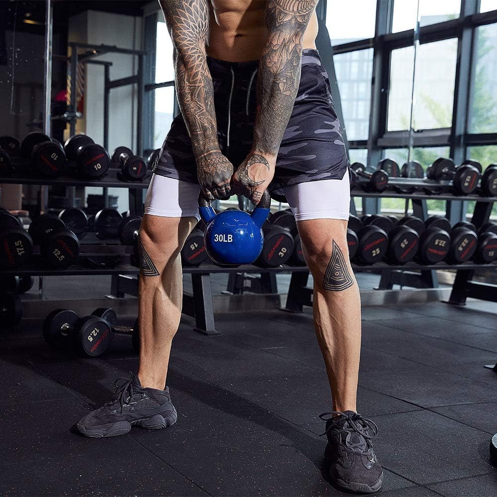 OEBLD Mens Athletic Shorts 2-in-1 Gym Workout Running 7'' Shorts with Towel Loop: Clothing