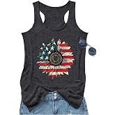 Boho Floral Racerback Tank Tops for Women American Flag Shirt Summer Sleeveless Graphic Tanks Vest Cute Mama Tank Cami