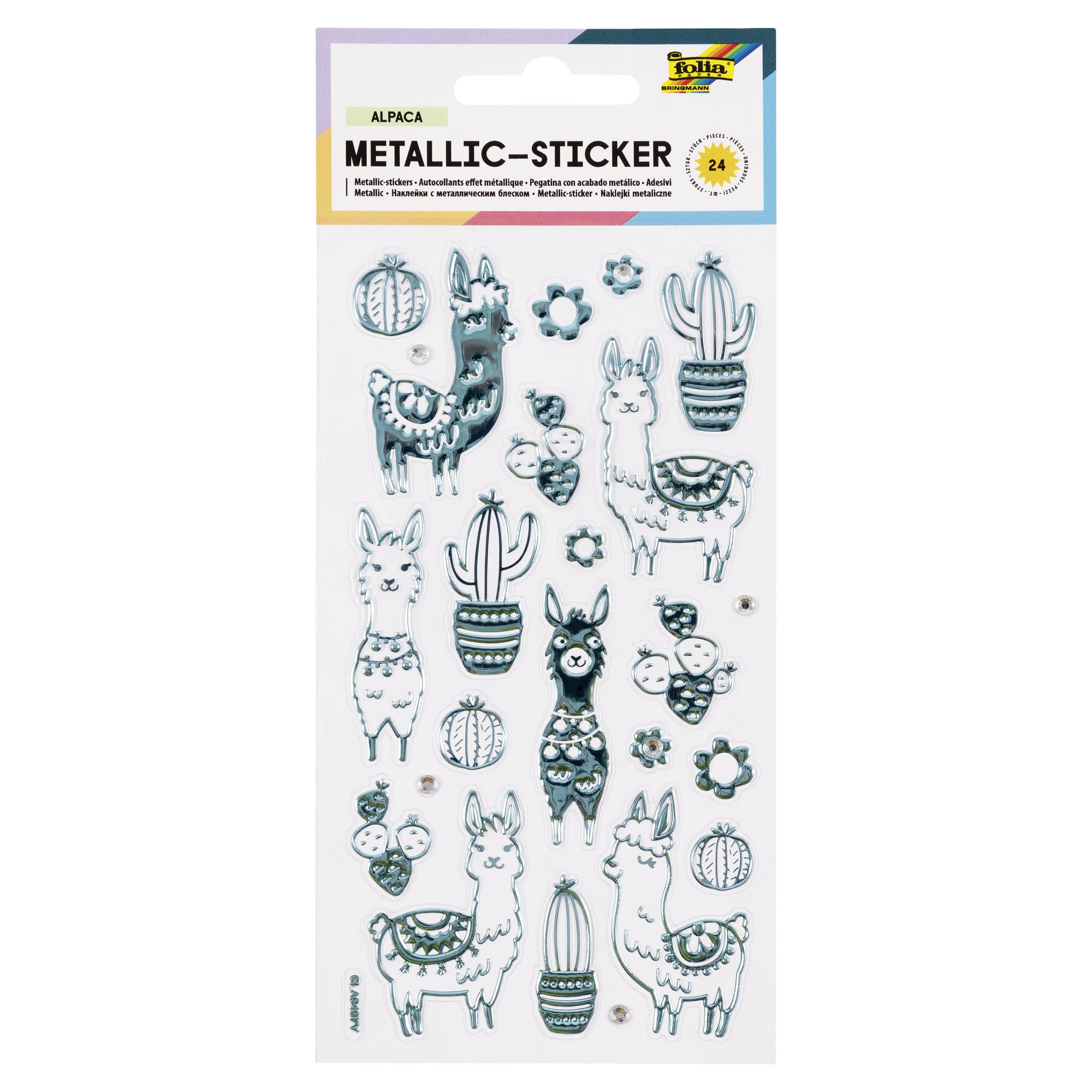 Folia Metallic Stickers, Ideal for Decorating Greeting Cards, Crafts and Scrapbooking, Colourful, One Size