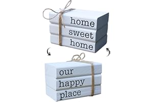 LIVDUCOT Farmhouse Mini White Decorative Books for Tiered Tray Decor - Wooden Book Stack Faux Books for Coffee Table Living Room Decoration - Small Shelf Decor Accent