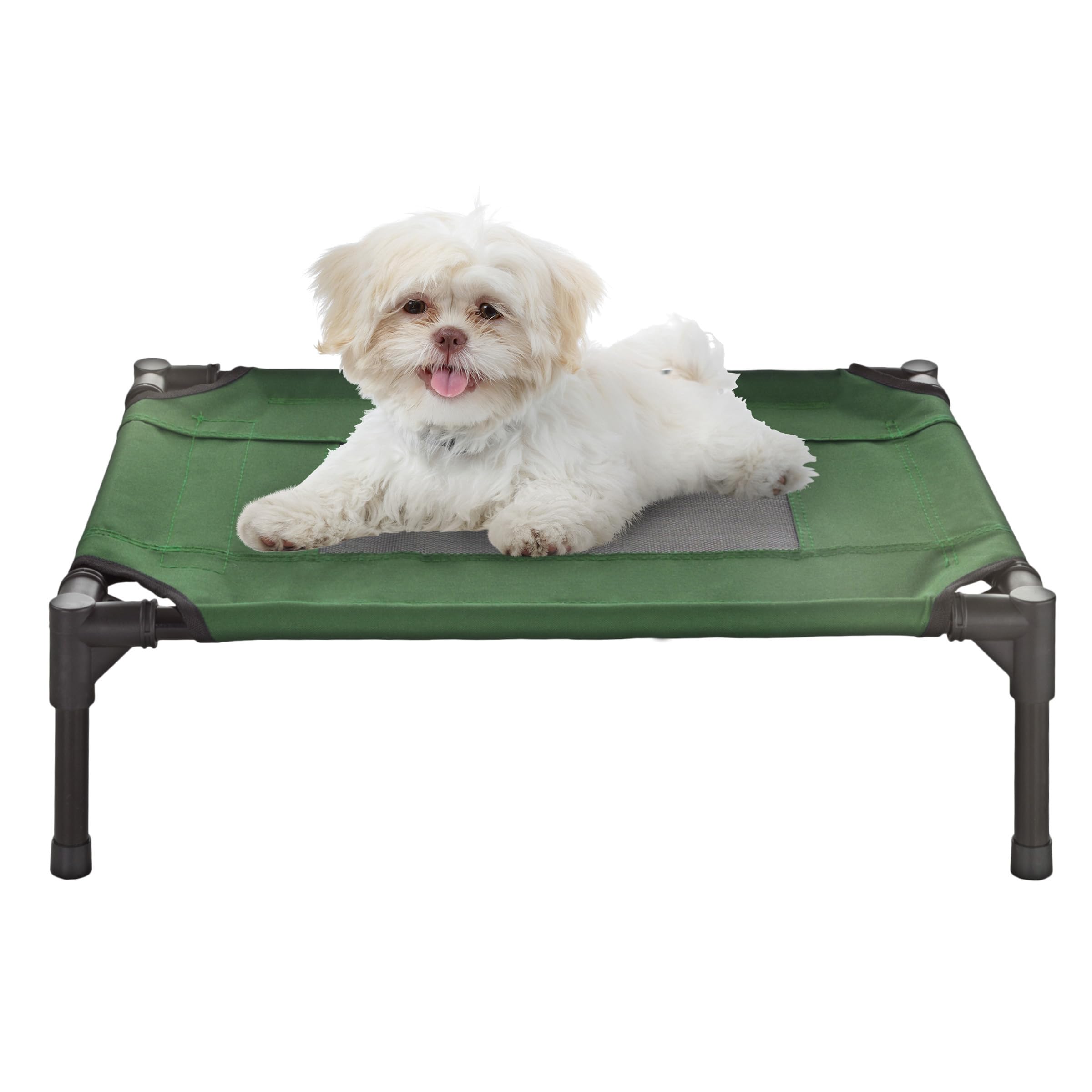 Petmaker Elevated Pet Bed-Portable Raised Cot-Style Bed W/Non-Slip Feet, 24.5”x 18.5”x 7” for Dogs, Cats, or Small Pets-Indoor/Outdoor Use (Green)