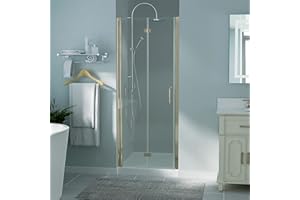 ExBrite 30-31.5 in.W x 72 in.H Bifold Frameless Glass Shower Door,1/4 in. Fold Clear Glass Shower Panel Pivot Swing Shower Doors,Brushed Nickel Finish,Reversible Installation