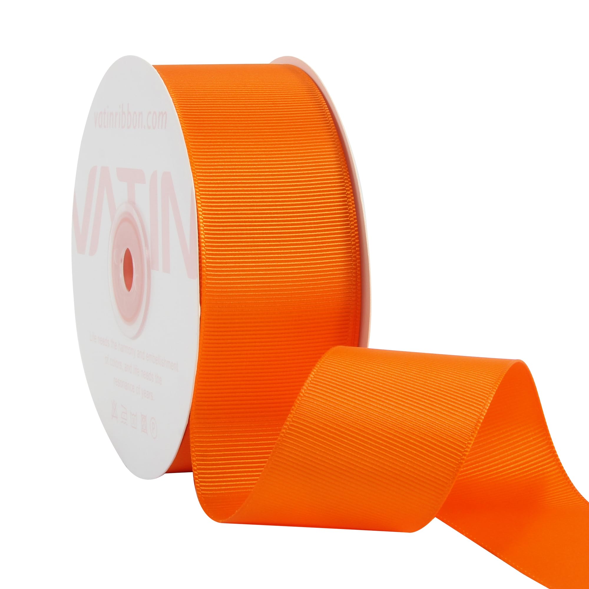 VATIN 38 mm Solid Orange Grosgrain Ribbon Spool -23 Metres, Great for Sewing, Gift Wrapping, Hair Bows, Flower Arranging, Home Decorating