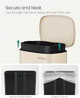 SONGMICS 50 L Kitchen Bin Pedal Soft Close Steel Inner Bucket Sand Beige view 6