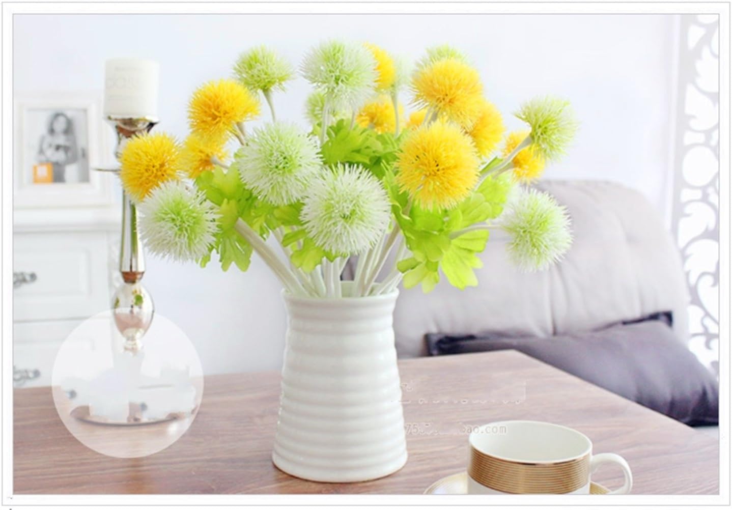 Dandelion,Grass ball flower,Artificial Flowers,Fake Flowers,Silk Flowers,Bouquet,Real Touch Flower（24 PCS）