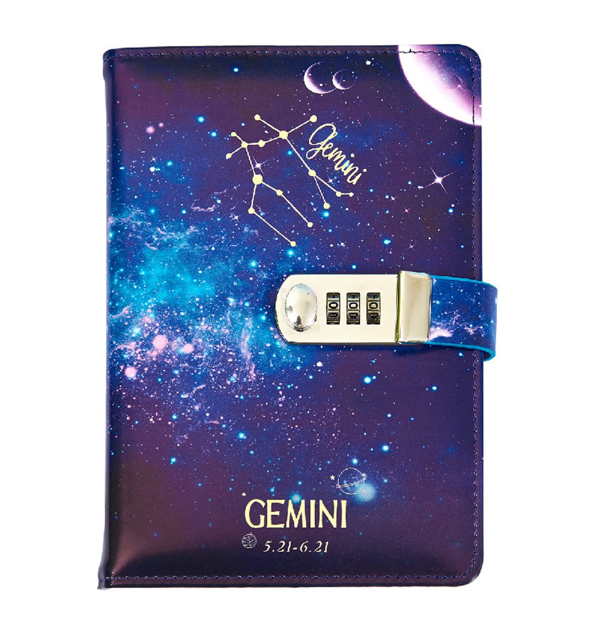 LinYesh Journal with Lock for Women, Lockable Diary for Women Men Girls Boys Teens Kids, Personal Constellations Starry Sky Notebook, A5 21 x 15cm