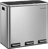 SONGMICS 3 x 18 L Kitchen Bin Recycling System with Soft-Close Lids