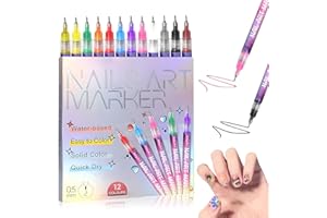 DZCKTFYGRT 12 Colors Nail Art Pens Set, 3D Quick-Dry 0.5MM Nail Polish Pens, 2025 DIY Nail Art Marker Graffiti Dotting Pen for Nails Art Design Manicure Nail DIY Decoration