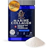 GOLDOPUS Marine Collagen Peptides Powder with Hyaluronic Acid, Coenzyme Q10, Vitamin C - Promote Firm Skin, Strong Nails&Hair, Healthy Joints - Hydrolyzed Collagen from Atlantic Cod - 10g per Serving