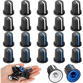 Chsoejuf 20 PCS Potentiometer Knob 6mm D Shaft Plastic Rotary Control | Volume Tone Control Knobs Replacement for Audio Mixer Encoder Guitar Speaker Dj Console Black White Blue