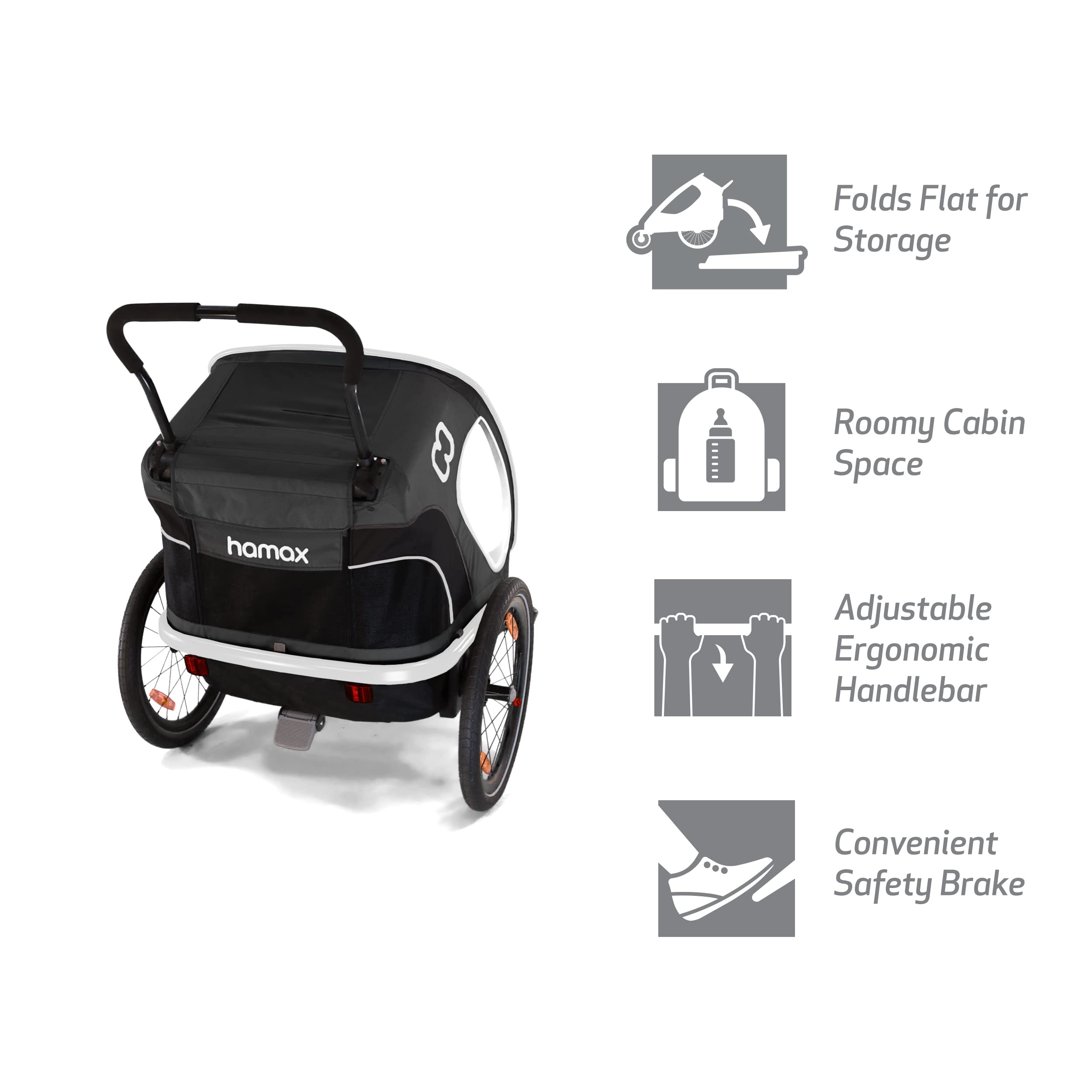 Hamax Outback One Seat Reclining Multi-Sport Child Bike Trailer + Stroller (Jogger Wheel Sold Separately)