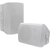 Herdio 6.5 Inch 400W Indoor Outdoor Speakers Wired Waterproof Passive with Powerful Bass,Wall Mount Speakers for Patio Garage Covered Deck,All-Weather Durability(Pair,White)