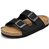 K KomForme Kids Sandals Boys Girls Slide Cork Footbed Slipper with Adjustable Straps for Little Kid/Big Kid