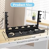 seOSTO Retractable Under Desk Cable Management Tray No Drill 11-21 inch Steel view 2