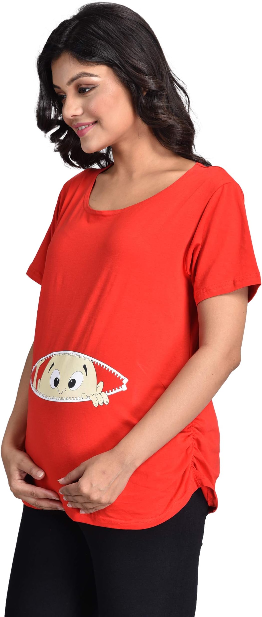 Mommy Cuddle Women's Top (Screen Print Red-India_Red_Free Size)