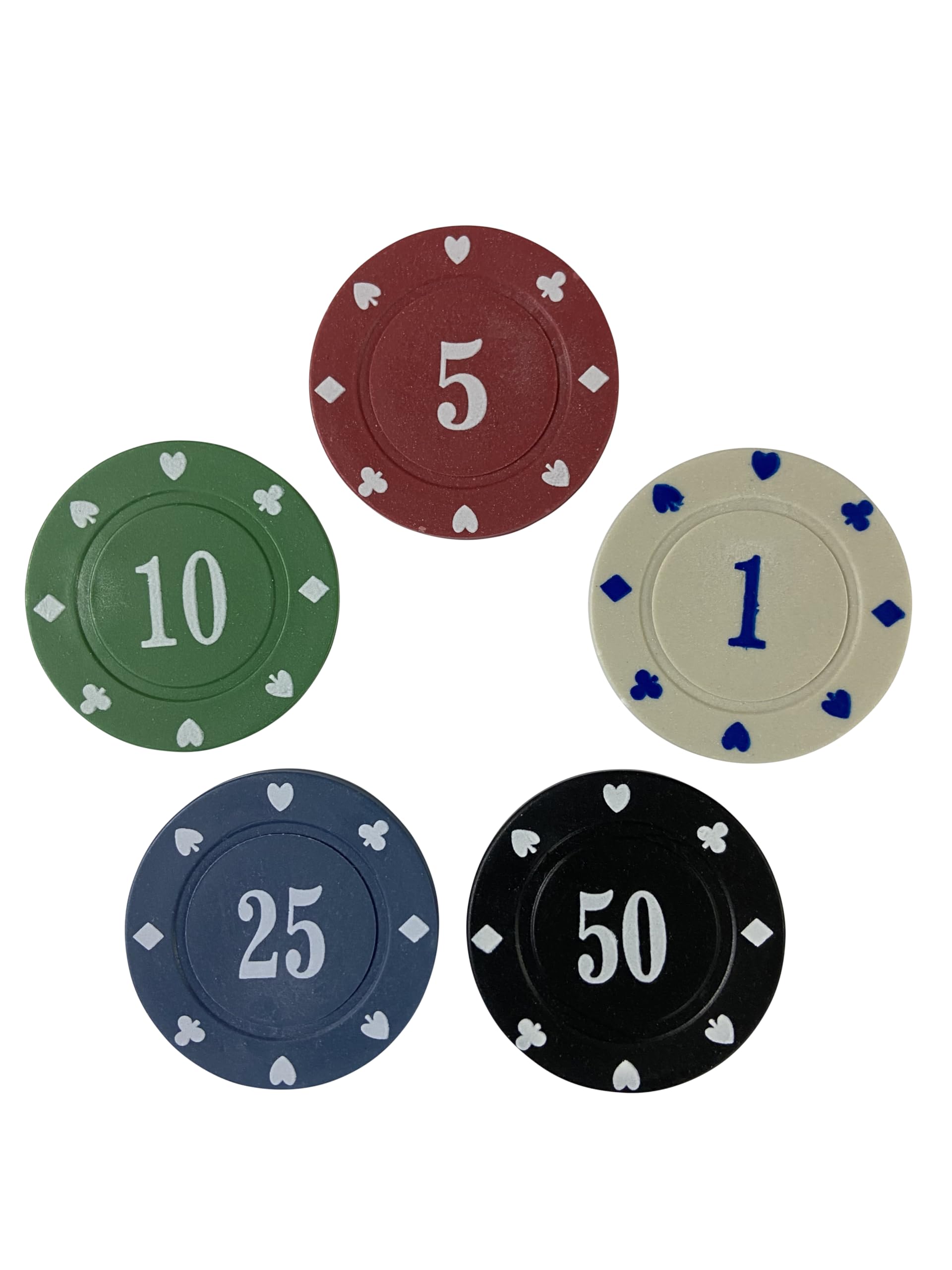 100 Numbered 4g Poker Chips 5 Colours