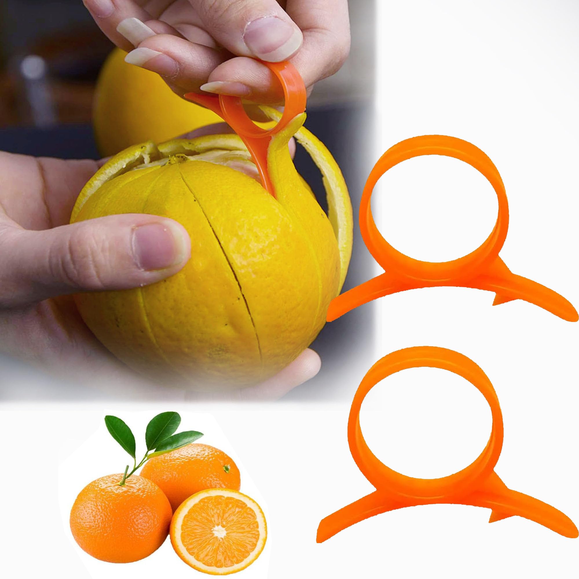 YUEMING 2 Pcs Citrus Zester Peeler, Orange Peeler Citrus Remover Plastic Fruit Cutter Easy Opener Fruit Opener Kitchen Gadget for Orange (Random Colors)