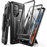 SUPCASE for Samsung Galaxy S22 Ultra Case with Stand, [Unicorn Beetle Pro] [2 Front Frames] [Built-in Screen Protector & Belt-Clip] Military-Grade Protection Phone Case for Galaxy S22 Ultra, Black