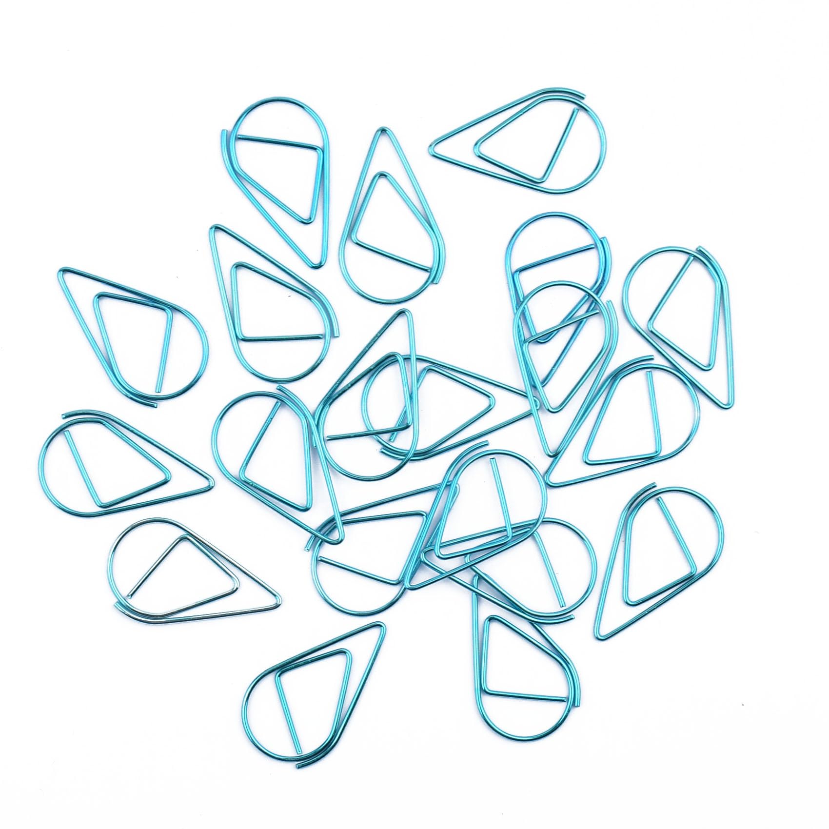 100Pcs Small Golden Paper Clips, Water Drop-Shaped Paperclips Bookmarks for Office Stationery Document, Memo, Poster, Photo (Blue)
