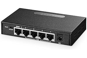 Binardat 5 Port Gigabit POE Switch, 4 POE+ Ports, 1 Gigabit Uplink, IEEE802.3af/at, 65W Power Supply, Mini Metal Case Unmanag