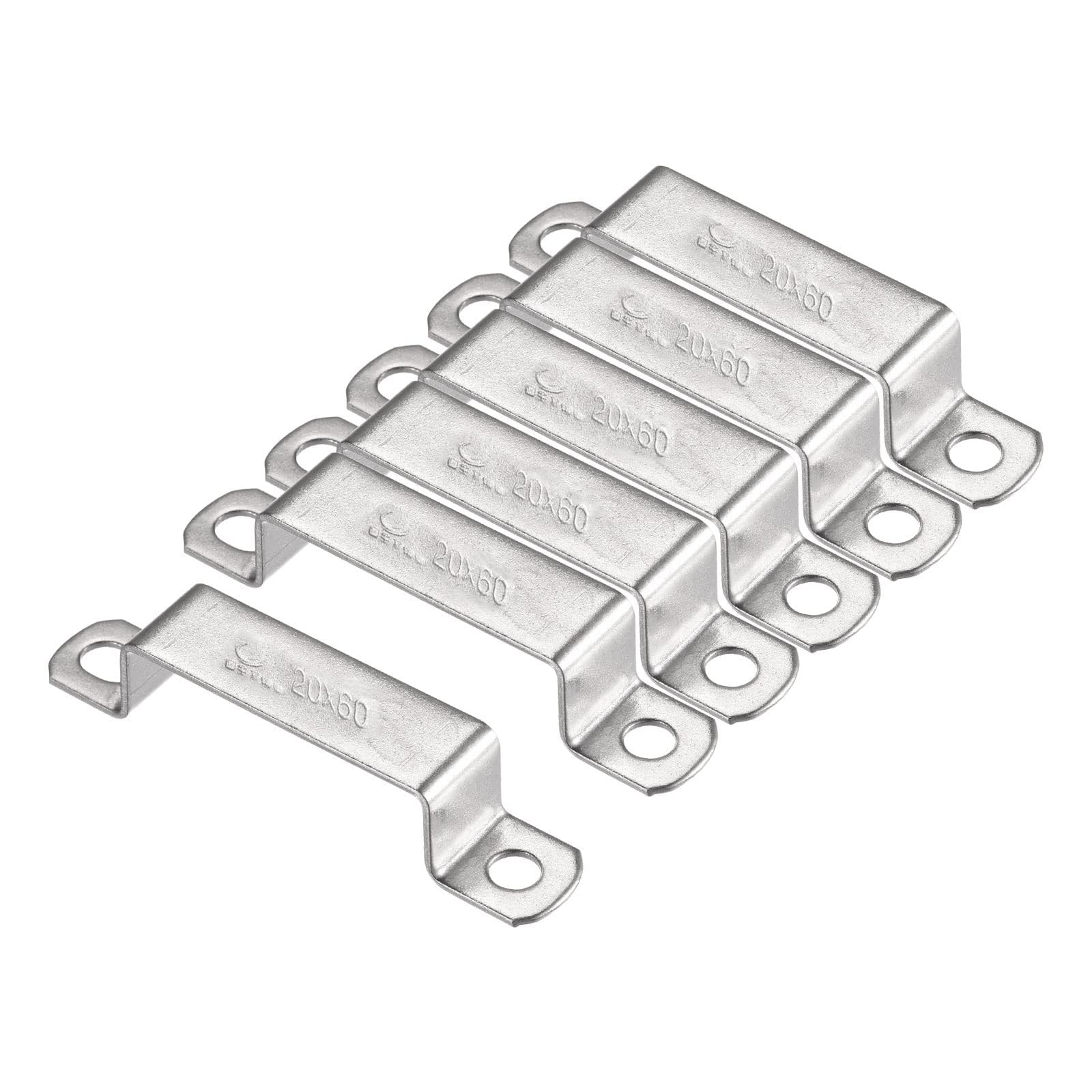 Unifizz 20 x 61.5mm U Shaped Strut Connector Bracket 304 Stainless Steel Door Closed Bar Holder 6pcs — image 1