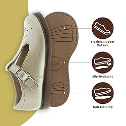 FOOTMATES Sherry Mary Jane Hook and Loop Leather