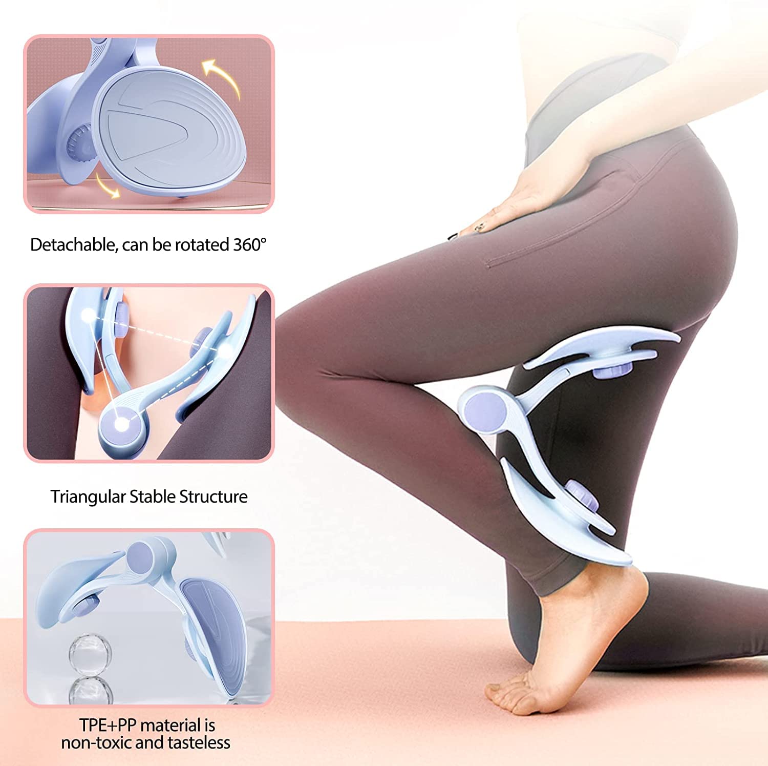 Beckenbodenstärker, Kegel -Trainer Hüfte und innerer Oberschenkel Trainer, Beckenbodentrainer für Frau, Beinbeckenbodentrainer für Postpartale Rehabilitation und Korrektur Gesäß (blau) 2