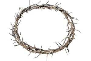 MLOLM Jesus Thorn of Crown Headpiece-Crown of Thorns Ring, 7.5-8" Crown of Thorns Plant,Handmade Wearable Crown Decor for Christian Easter, Church Events, and Christmas Tree Topper (Wood Color)