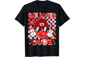 VALENTINES DAY CLOTHING BOYS KIDS TODDLERS Checkered Heart One Loved Dude Valentines Day Boys Kids T-Shirt