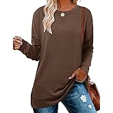 BETTE BOUTIK Women's Drop Long Sleeve Sweatshirts Casual Crewneck Tunic Tops Sweartshirts With Side Slits S-3XL