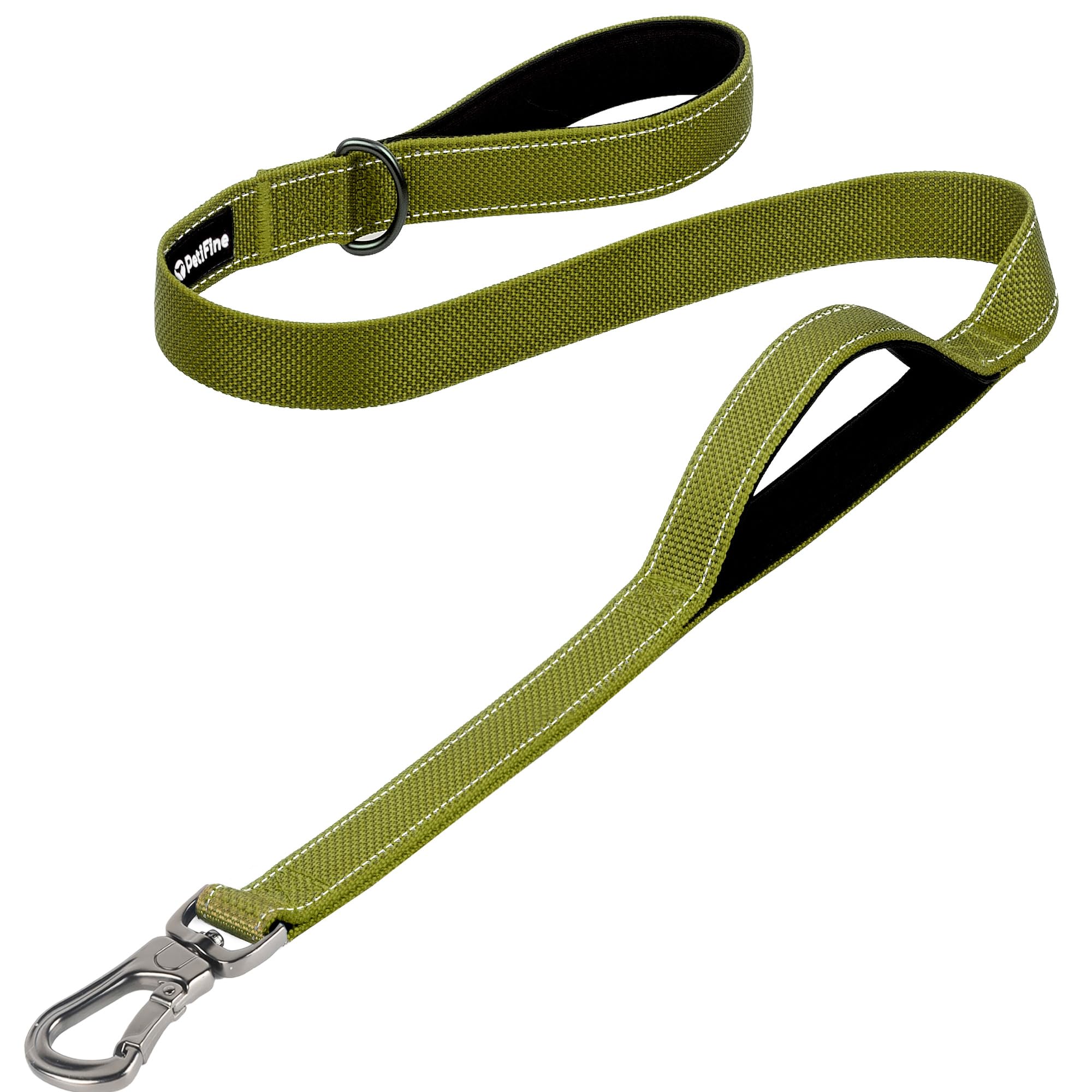 PetiFine 4 FT Reflective Dog Leash with Comfortable Dual Padded Handles for Control Safety Training, Walking Lead for Small Medium Large Dogs(Green) — image 1