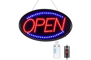 LED Open Sign, FITNATE Large 23x14 inch Business Open Sign with Remote Electric Display Sign,2 Modes Flashing & Steady Lights
